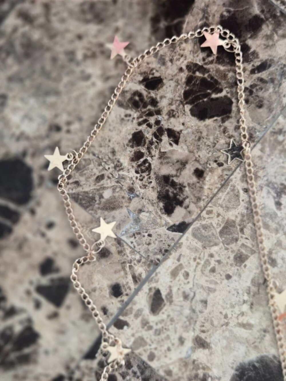 Gold Chain Necklace with Tiny Gold Stars